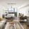 Modern studio apartment interior with city view.