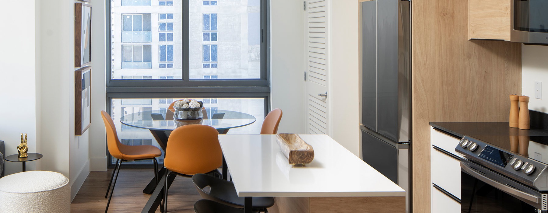 kitchen with brown cabinets