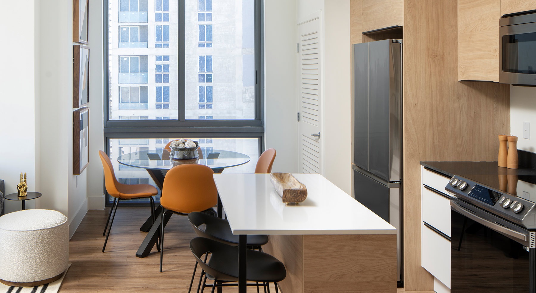 kitchen with brown cabinets