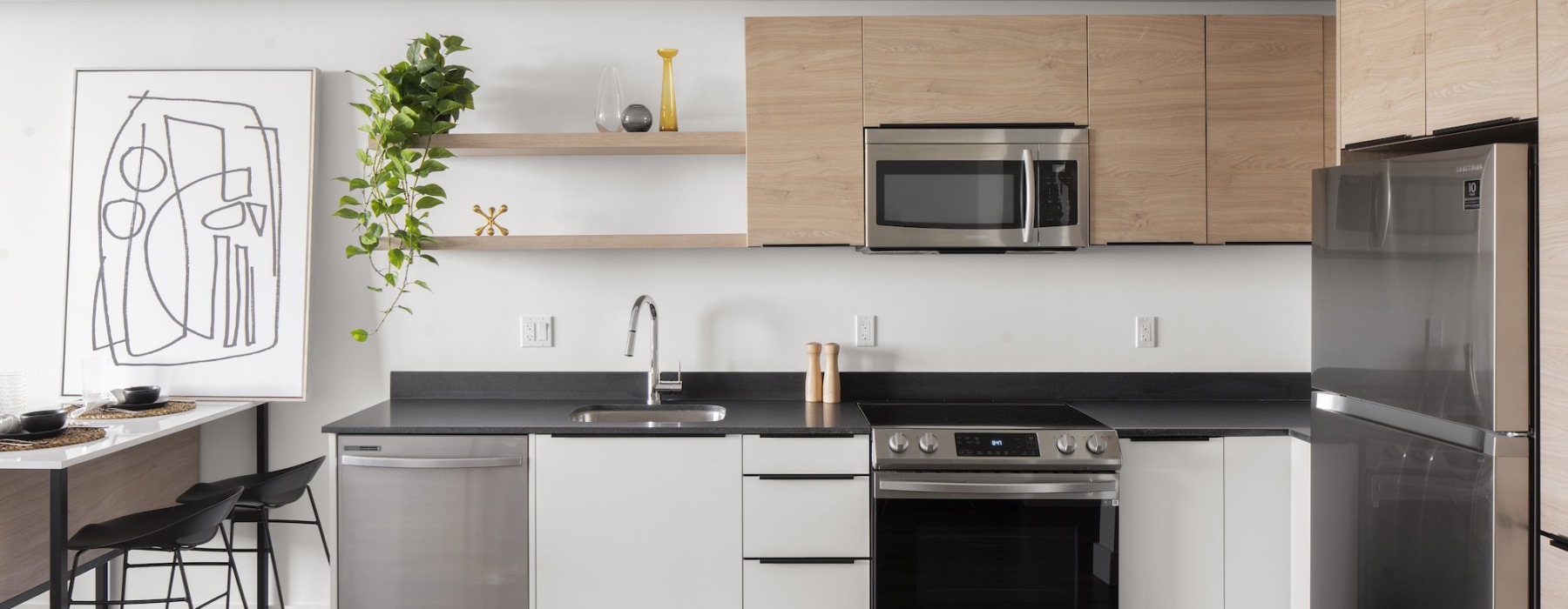 kitchen with stainless steel appliances and wood cupboards